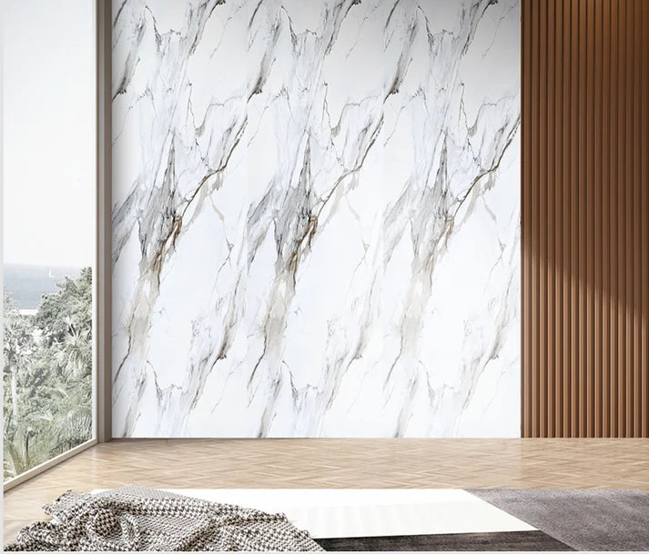 Luxury White Marble Wall Panels – High-Gloss Waterproof PVC Wallboard (240 x 60cm – 4 Pack)