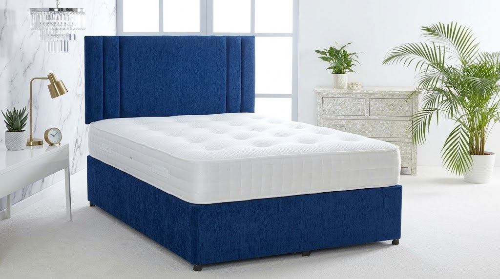 Elisa Modern Plush Velvet Divan Bed Frame with Twin Side-Panel Headboard & Drawers