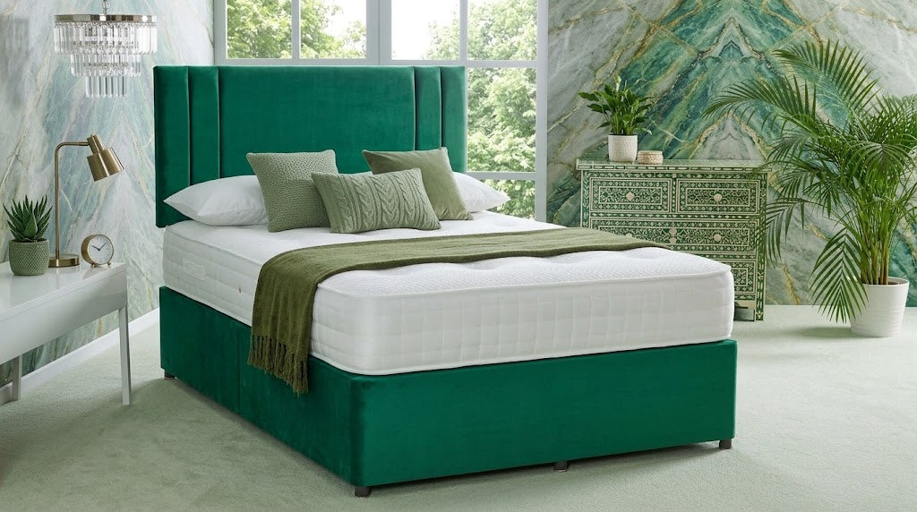 Elisa Modern Plush Velvet Divan Bed Frame with Twin Side-Panel Headboard & Drawers