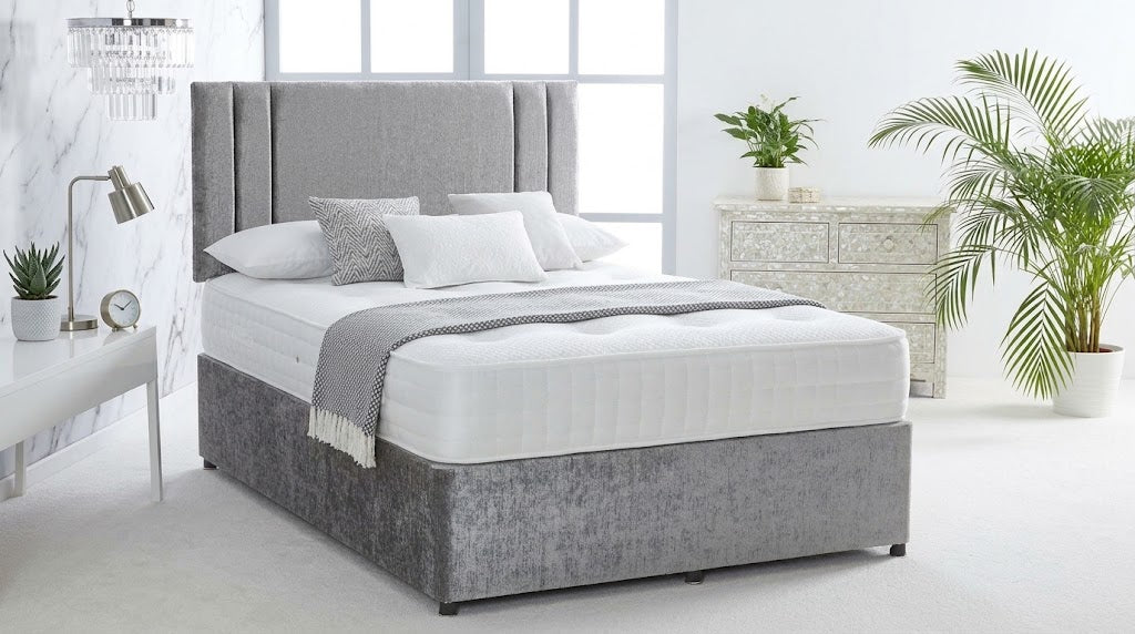 Elisa Modern Plush Velvet Divan Bed Frame with Twin Side-Panel Headboard & Drawers