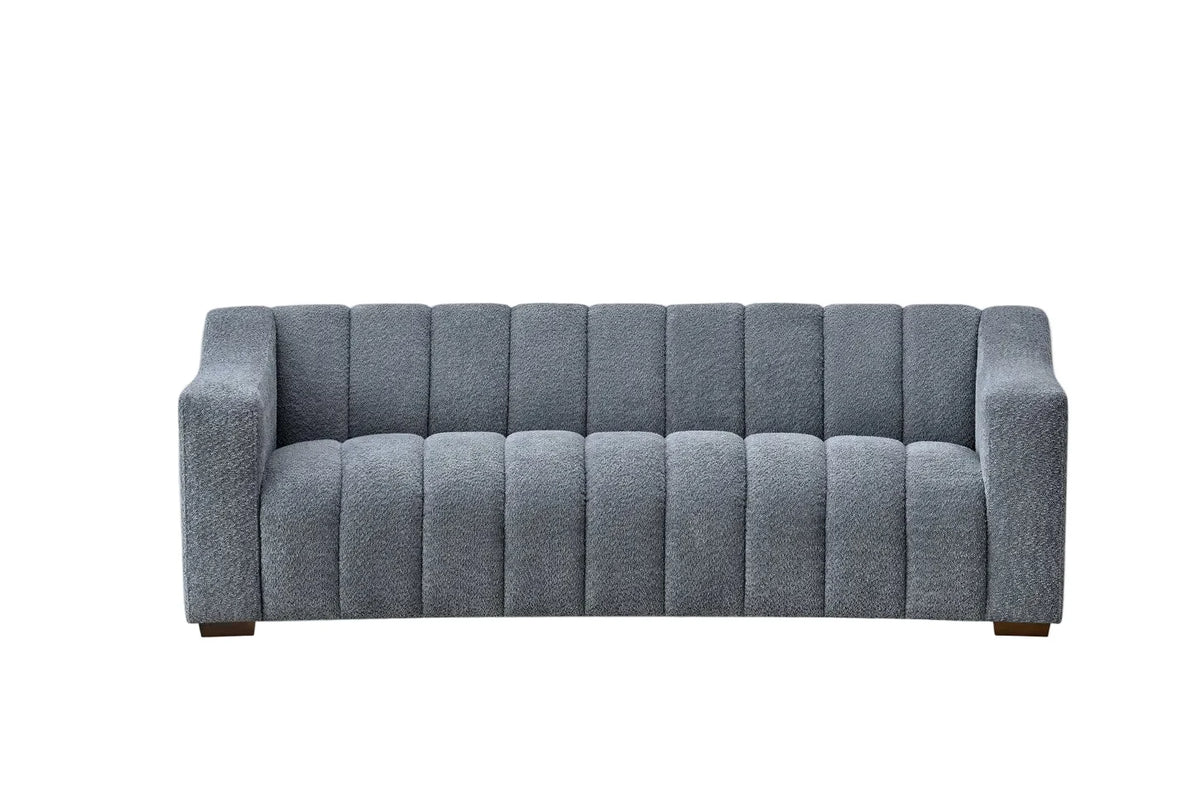 Gramercy 3-Seater Sofa – Steel Velvet / Grey Bouclé
