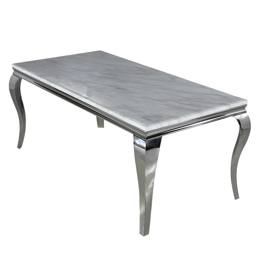 Louis Chrome Dining Table with Marble or Glass Top