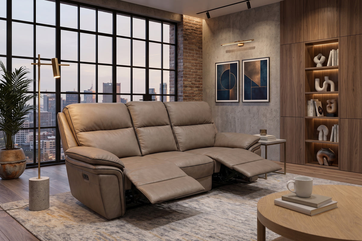 Montana Brown Leather Recliner Sofa 3 Seater