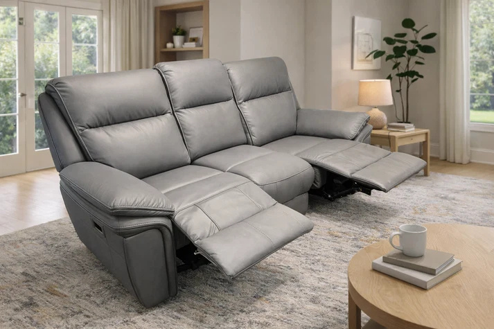 Montana Brown Leather Recliner Sofa 3 Seater