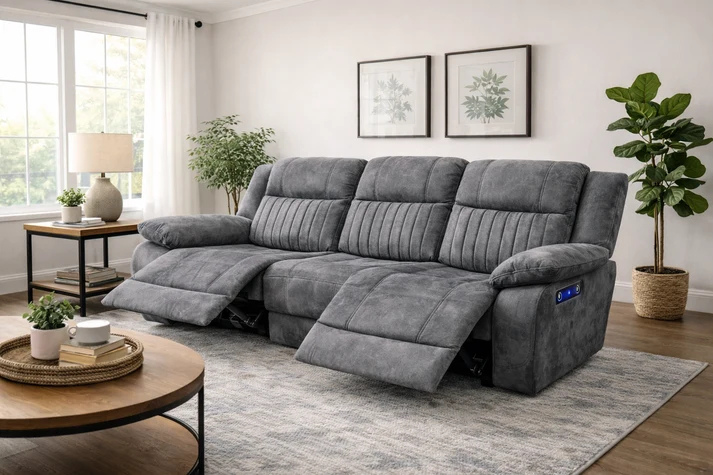 Rose Charcoal Power-Recliner Sofa (3+2+1)