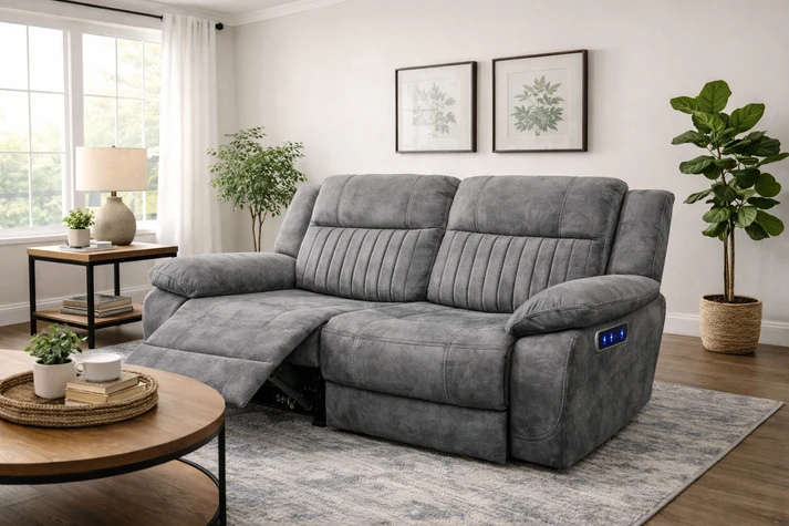 Rose Charcoal Power-Recliner Sofa (3+2+1)