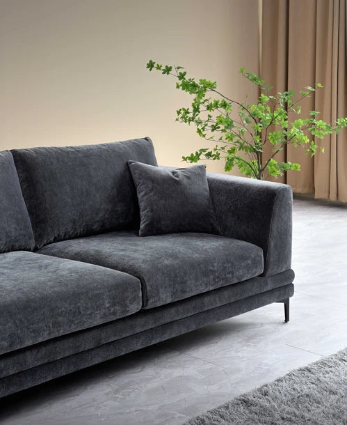 The Noir Velvet 3+2 Seater Sofa Set – Dark Charcoal