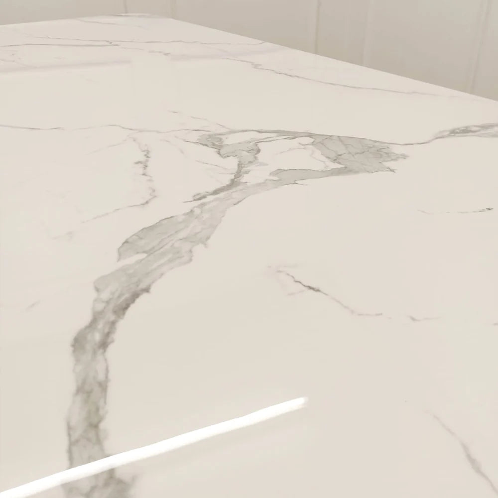 Valeo Gold 1.8m Dining Table with Polar White Sintered Stone Top