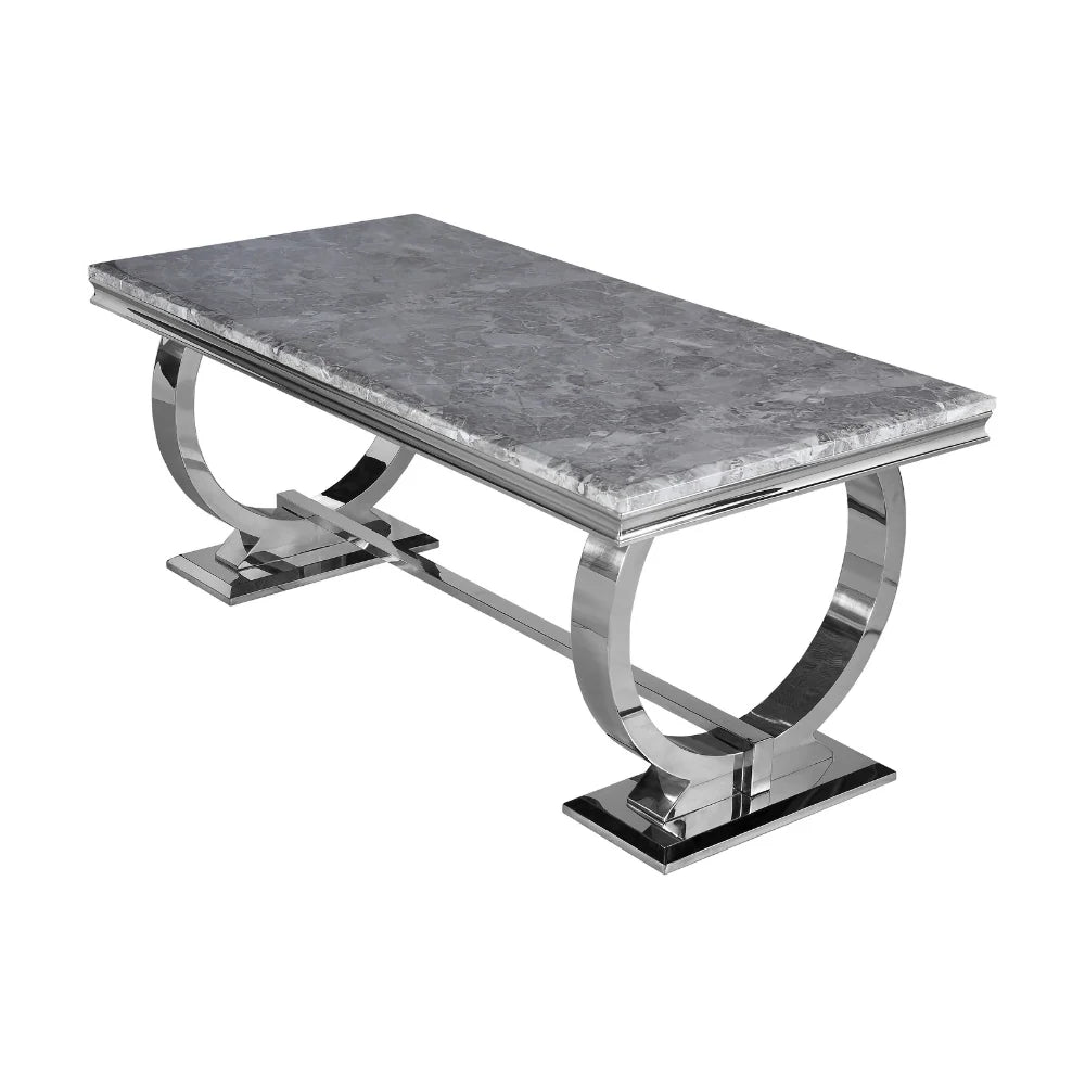 Arriana Marble &amp; Chrome Dining Table