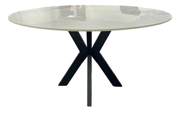 Milan Round Dining Table – Marble Top with Black Spider Legs (110cm & 130cm)