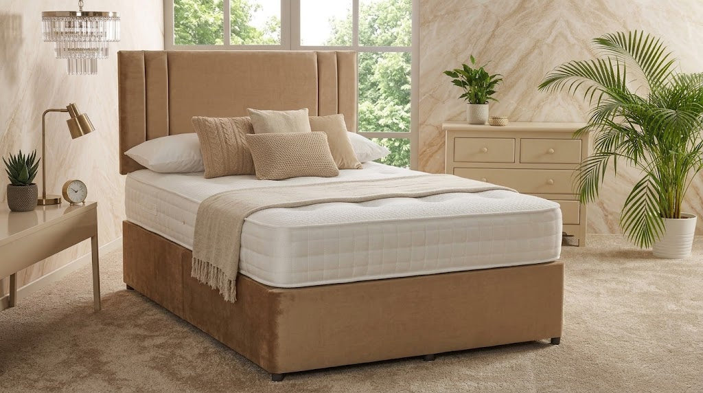 Elisa Modern Plush Velvet Divan Bed Frame with Twin Side-Panel Headboard & Drawers