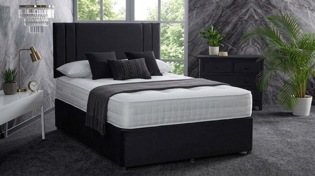 Elisa Modern Plush Velvet Divan Bed Frame with Twin Side-Panel Headboard & Drawers