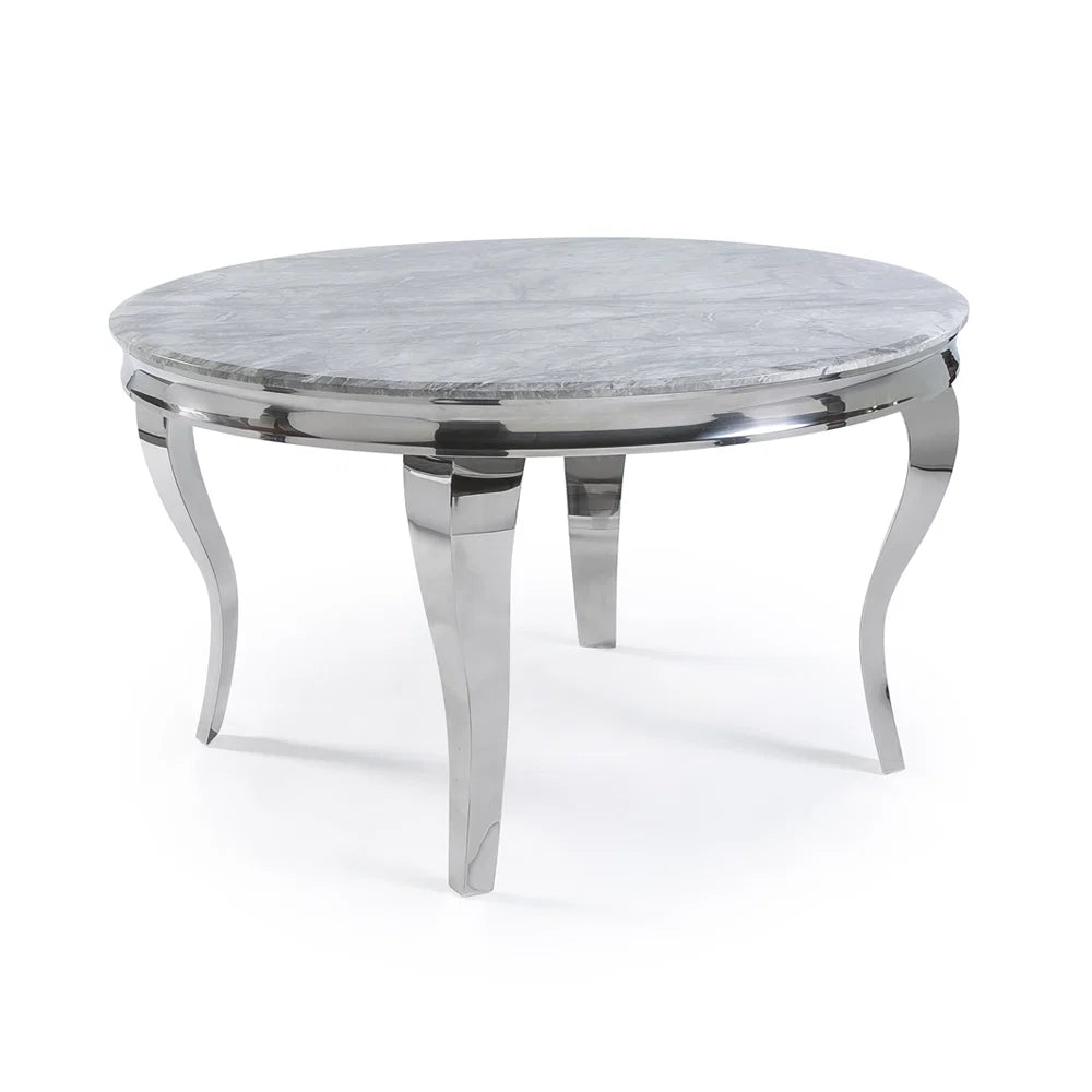 Louis Chrome Dining Table with Marble or Glass Top