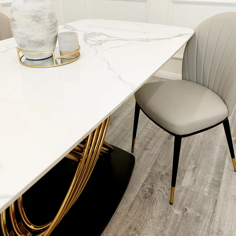 Lucien 1.8m Gold Dining Table with Pandora Gold Sintered Stone Top