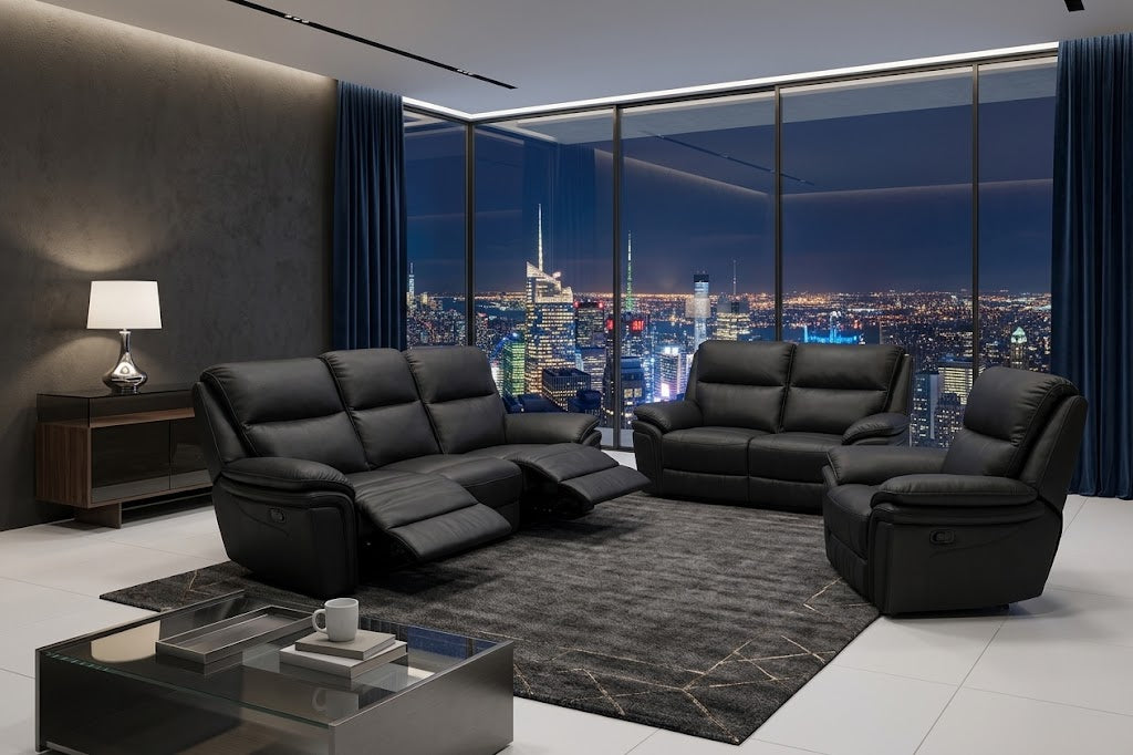 Montana Black Recliner Sofa (3+2+1)