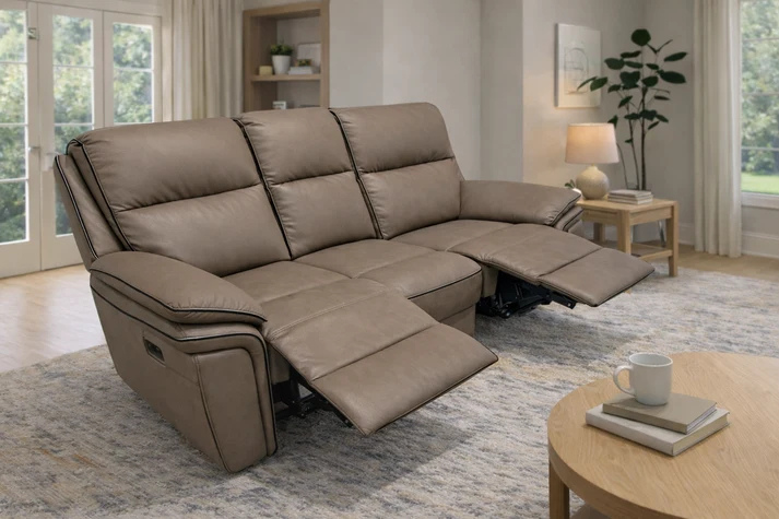 Montana Brown Leather Recliner Sofa 3 Seater