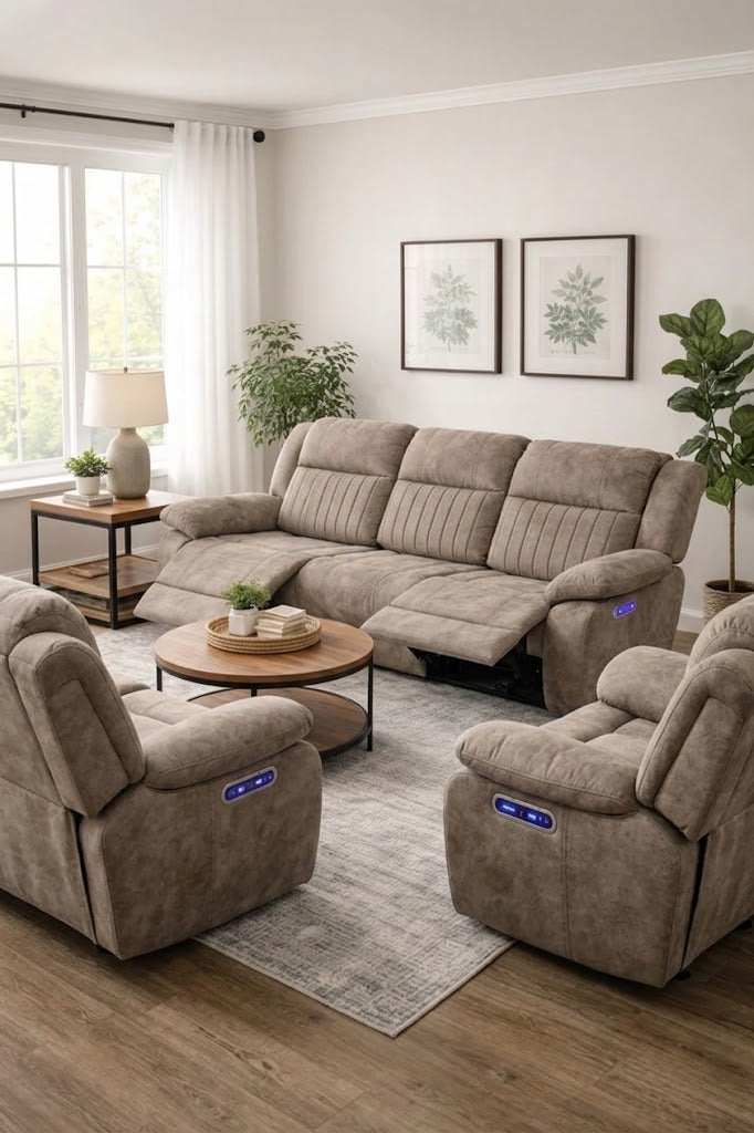Rose Brown Power-Recliner Sofa Set (3+2+1)