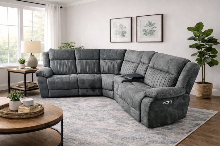 Rose Charcoal Recliner 2+1 Corner Sofa (Additional Consoles and Seats)