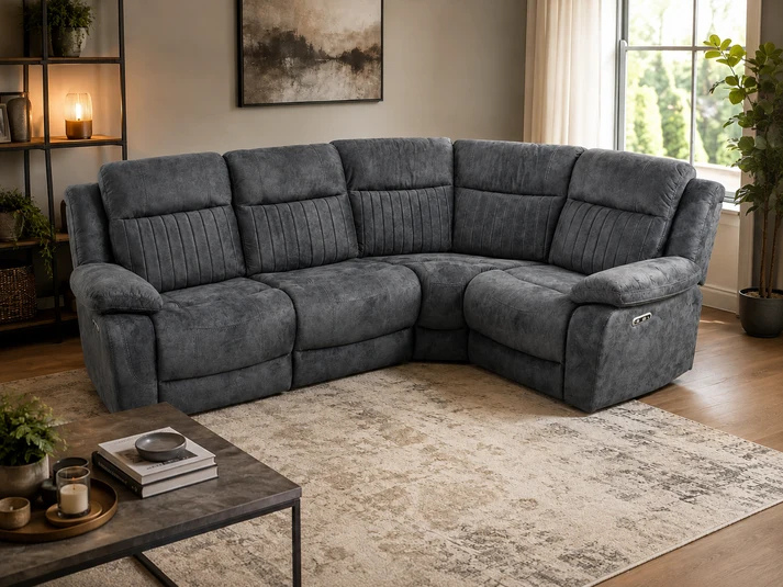 Rose Charcoal Recliner 2+1 Corner Sofa (Additional Consoles and Seats)