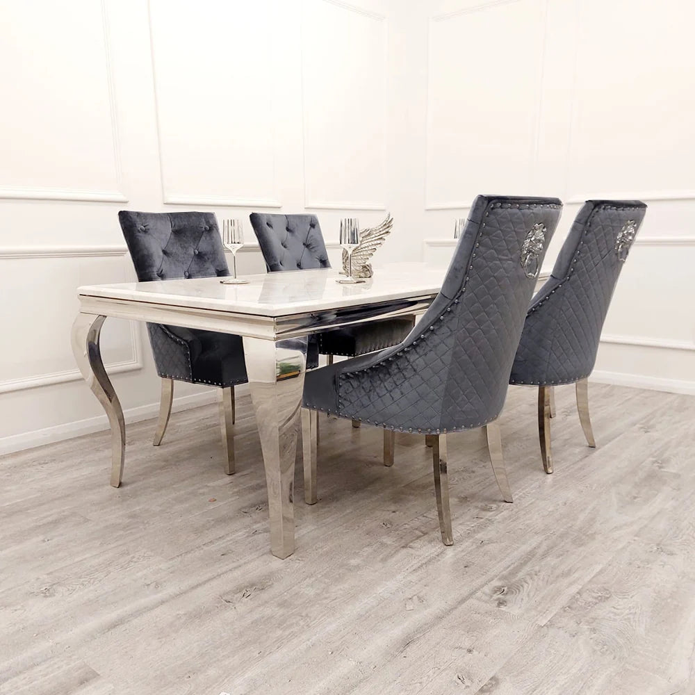 The Louis Chrome Dining Table 160 cm (4–6 seater)