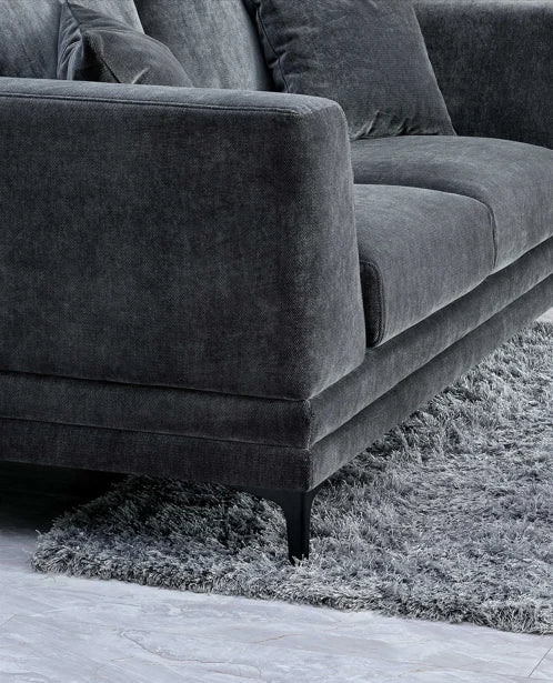 The Noir Velvet 3+2 Seater Sofa Set – Dark Charcoal